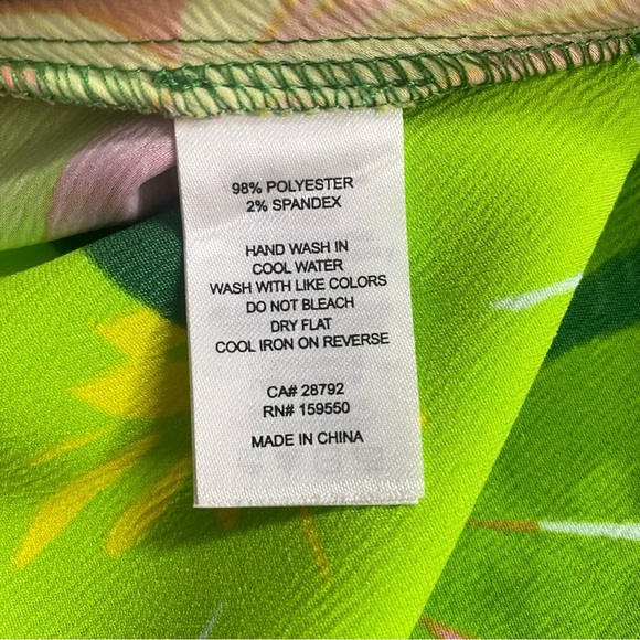 ELIANE ROSE size Large TROPICAL colorful Hi rise Floral 70's style pull-on pants - Picture 6 of 6